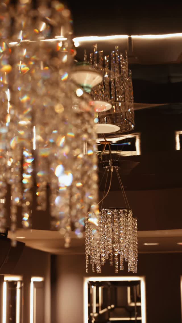Crystal chandeliers in the main hall